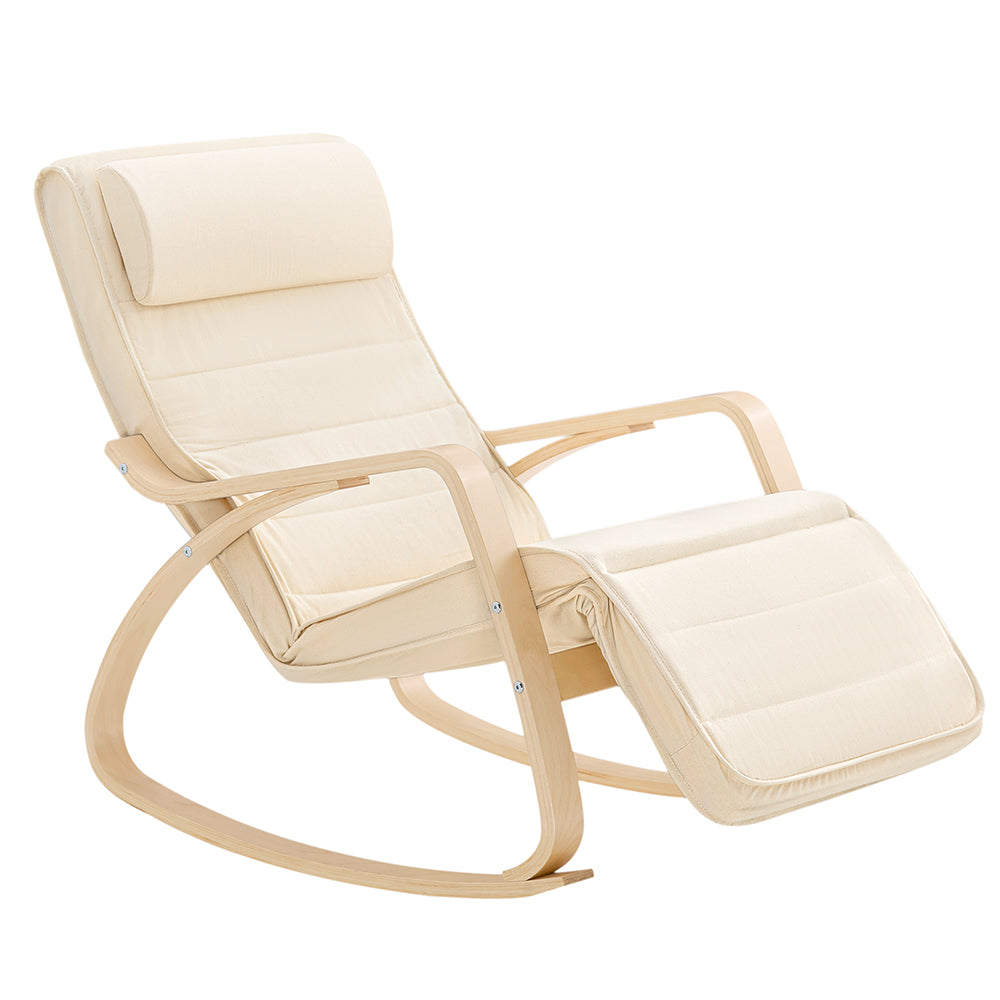 SoBuy FST16-W Fauteuil à Bascule Avec Repose-pied réglable Rocking Chair