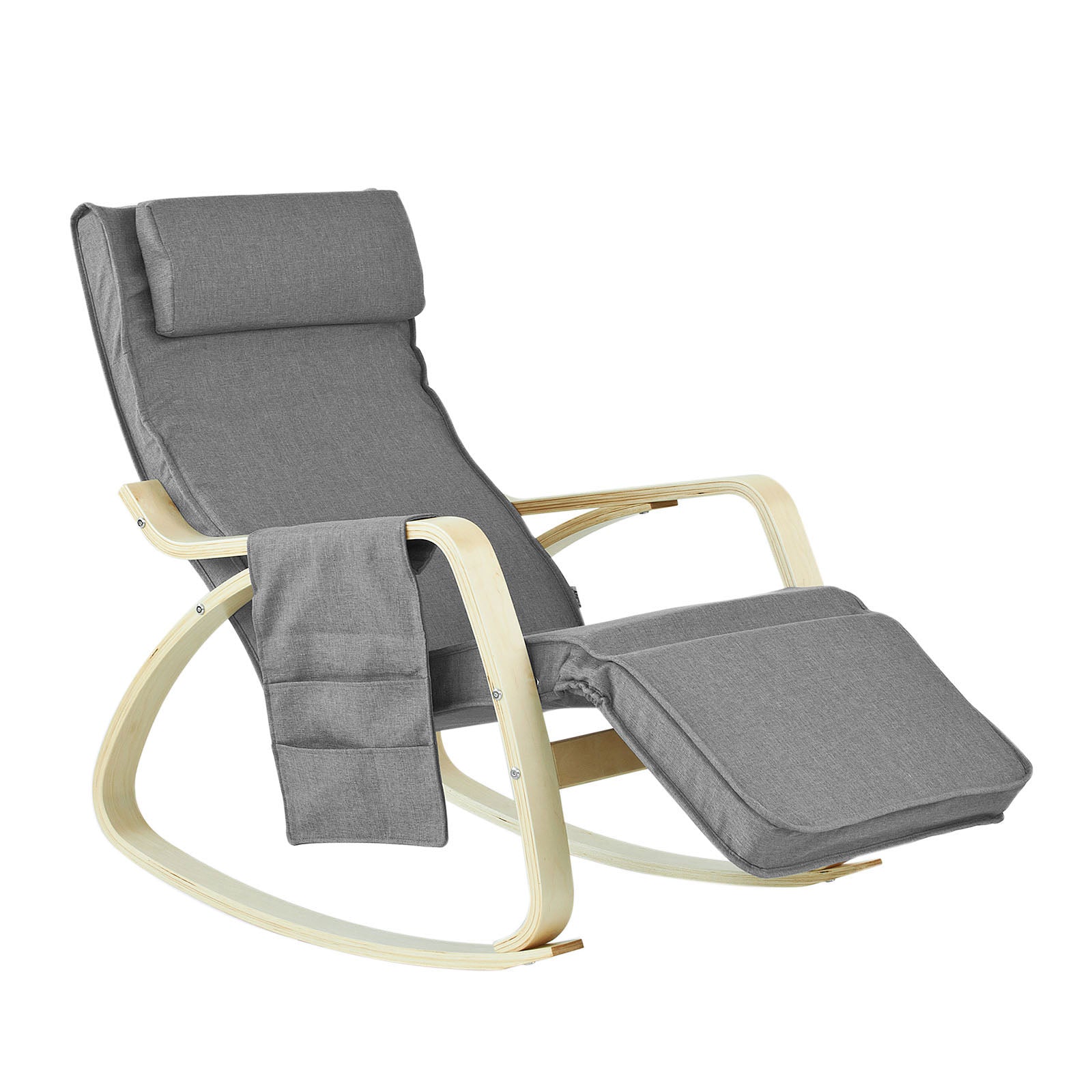 SoBuy FST18-DG Rocking Chair Fauteuil à Bascule avec Repose-pieds