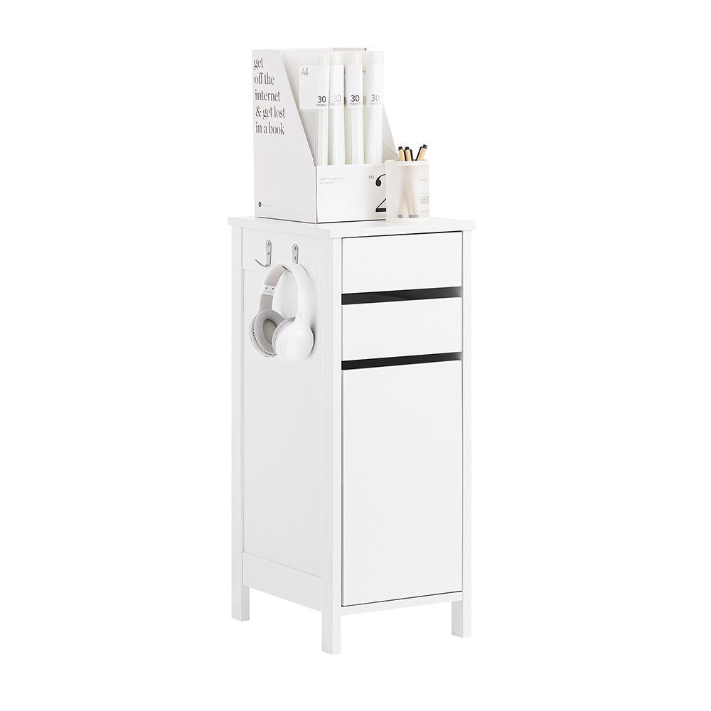 SoBuy FWT108-W Caisson de Bureau, Organisateur Bureau, Bout de Canapé, Table de Chevet, Armoire Rangement à 2 Tiroirs et 1 Porte