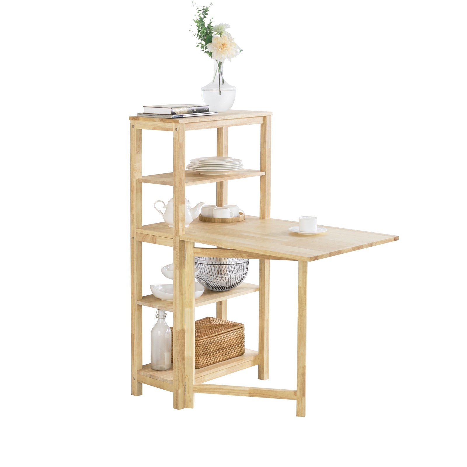 SoBuy FWT70-N Table de Salle et Manger Plante avec étagère en Bois d'hévéa Table de Cuisine Table de Bureau Table en Bois