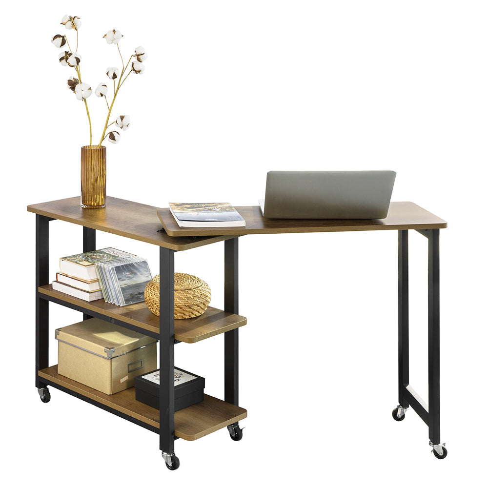 SoBuy FWT83-PF Table d'appoint Rotative, Boutique Canapé à Roulettes, Table Console Mobile avec 2 étagères et 6 roulettes