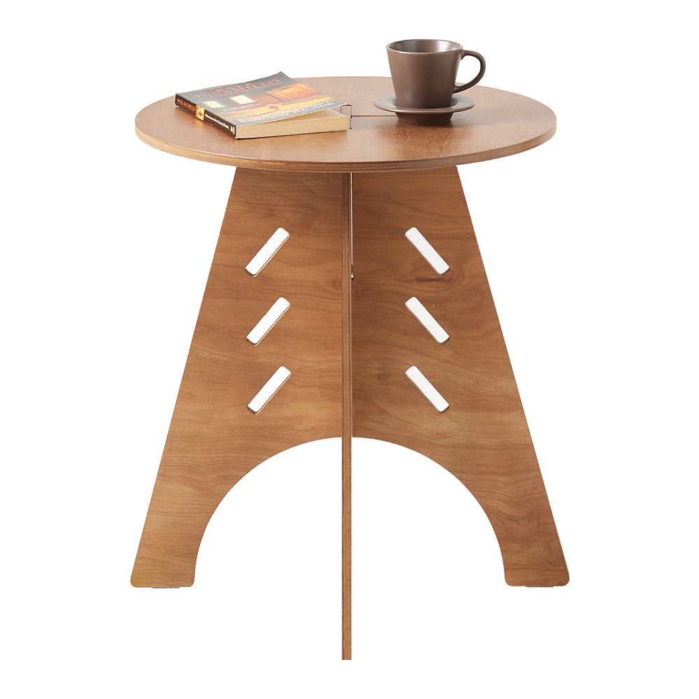 SoBuy HFBT01-BR Table d'appoint Ronde in Bois Table Basse Ronde Table Nuit Table Chevette Bouts de Canapé en Tenons et Mortaises