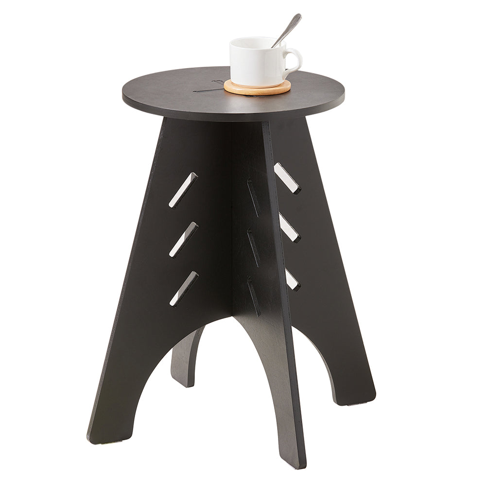 SoBuy HFBT01-K-SCH Table d'appoint Ronde en Bois Table Basse Ronde Table Nuit Table Chevet Bouts Canapé Marron en Tenons et Mortaises, Noir