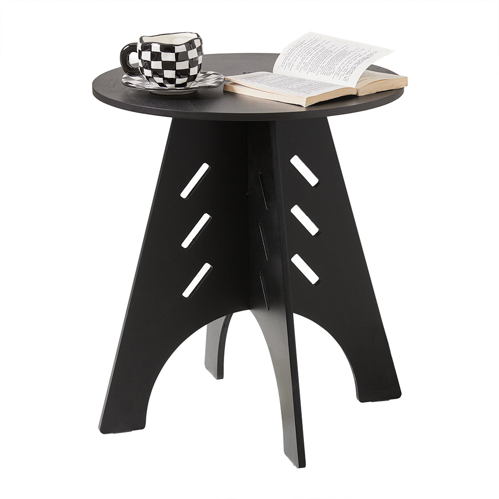 SoBuy HFBT01-SCH Table d'appoint Ronde en Bois Table Basse Ronde Table Nuit Table de Chevet Bouts de Canapé en Tenons et Mortaises, Noir