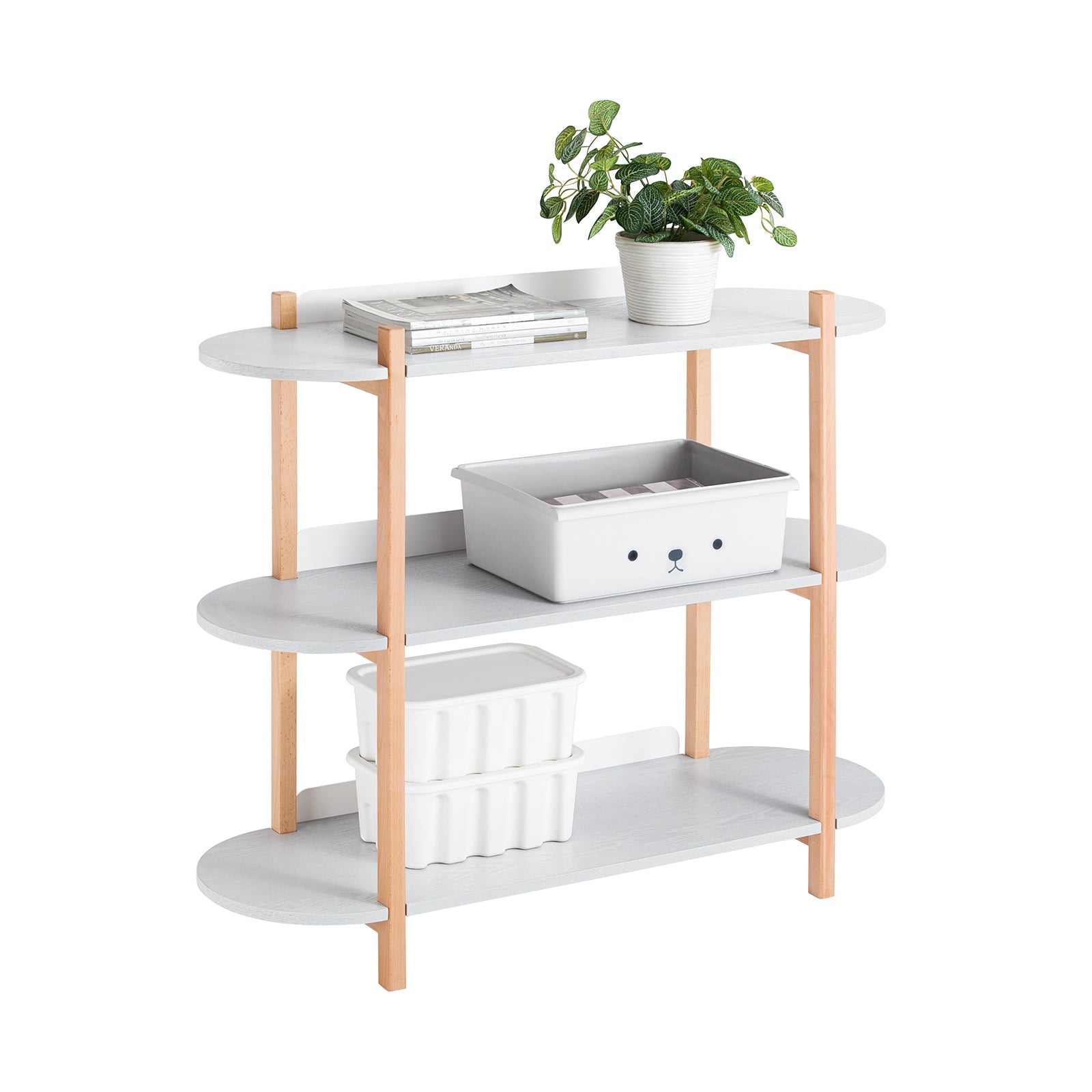 SoBuy HSTR01-H-HG Bibliothèque à 3 Niveaux, Étagère de Rangement, Étagère sur Pied en Bois à 3 Étages, Table d'Entrée, Table Console pour Salon, Bureau, Chambre, 100x33x88cm, Gris