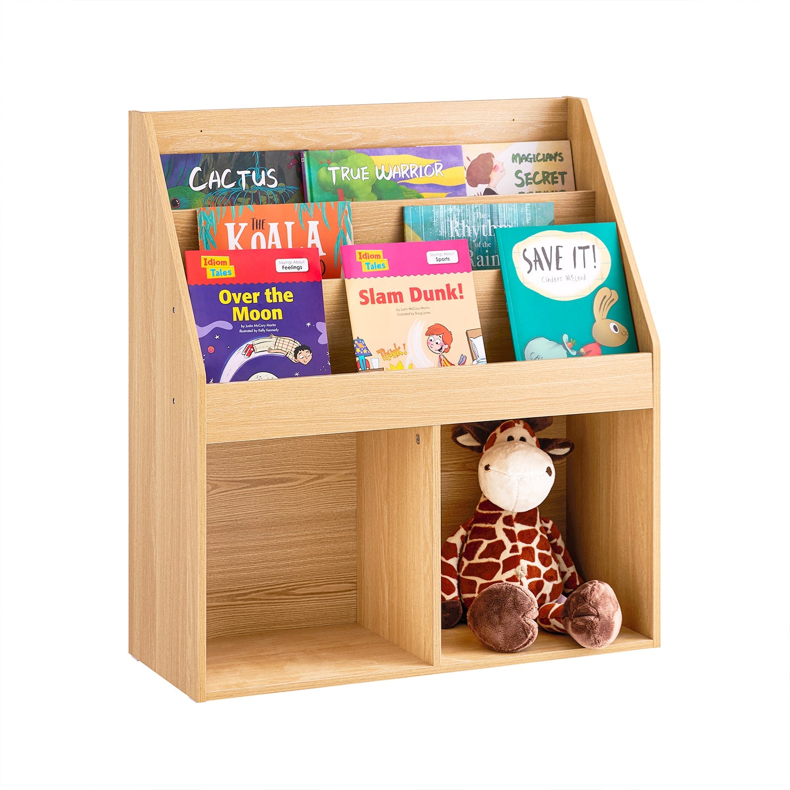 SoBuy KMB01-N Étagère de Rangement pour Enfants Bibliothèque Enfant avec 3 Étagères et 2 Compartiments | Prévente