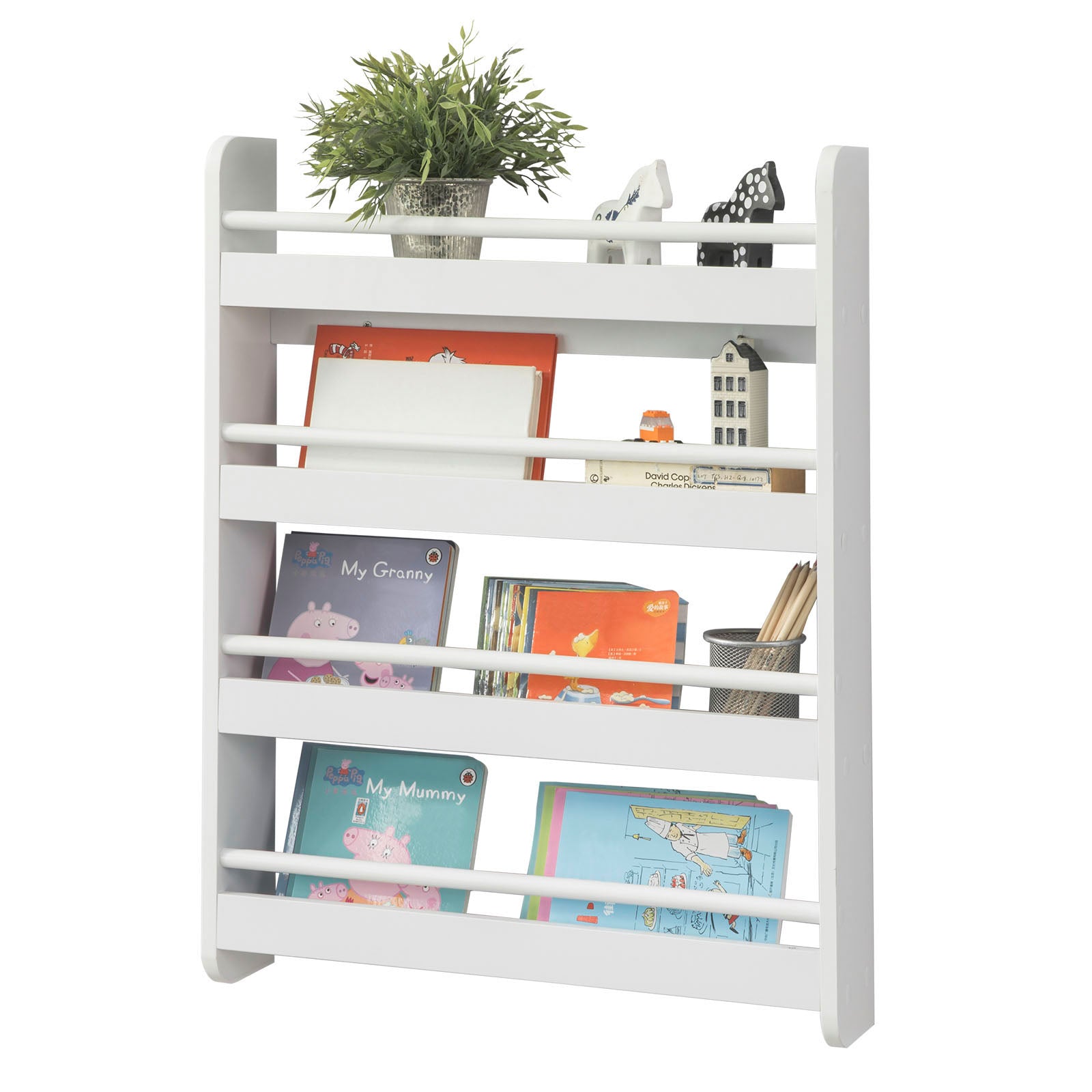 SoBuy KMB08-KW Bibliothèque Murale Étagère à Livres Enfants Étagère de Rangement 
