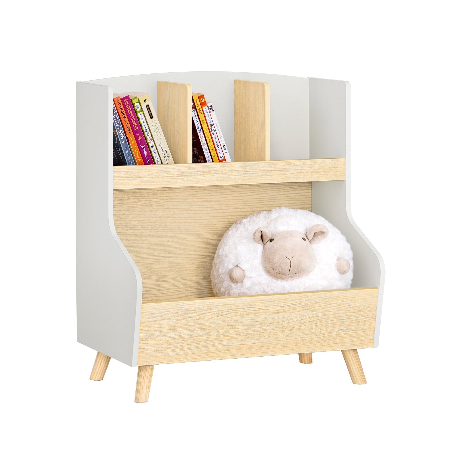 SoBuy KMB105-HG Bibliothèque Enfant Étagère de Rangement Jouets pour Enfants Étagère à Livres pour Garçon, Fille
