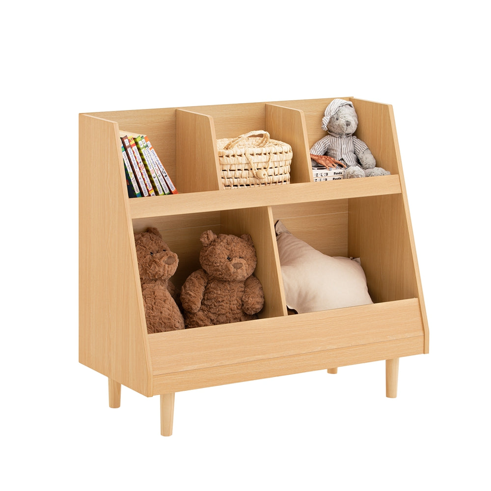 SoBuy KMB111-N Bibliothèque Enfant, Étagère à Livres, Meuble Rangement sur Pieds pour Enfant, Meuble Rangement Jouets et Livres pour Chambre d'enfant, 5 Compartiments Ouverts