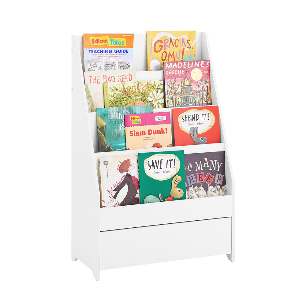 SoBuy KMB112-W Bibliothèque Enfant Avec 4 Etagères et 1 Tiroir
