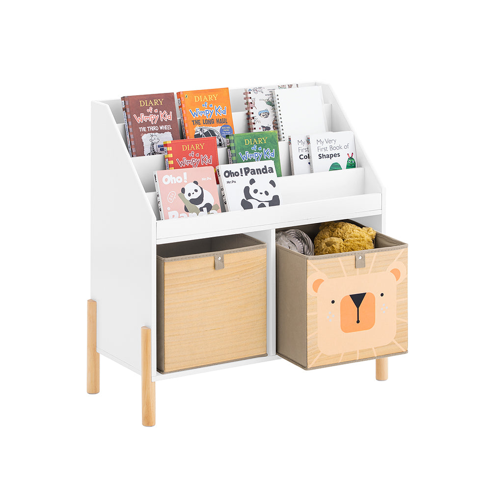 SoBuy KMB115-W Bibliothèque Enfant Avec 4 Etagères et 2 Boîtes de Rangement