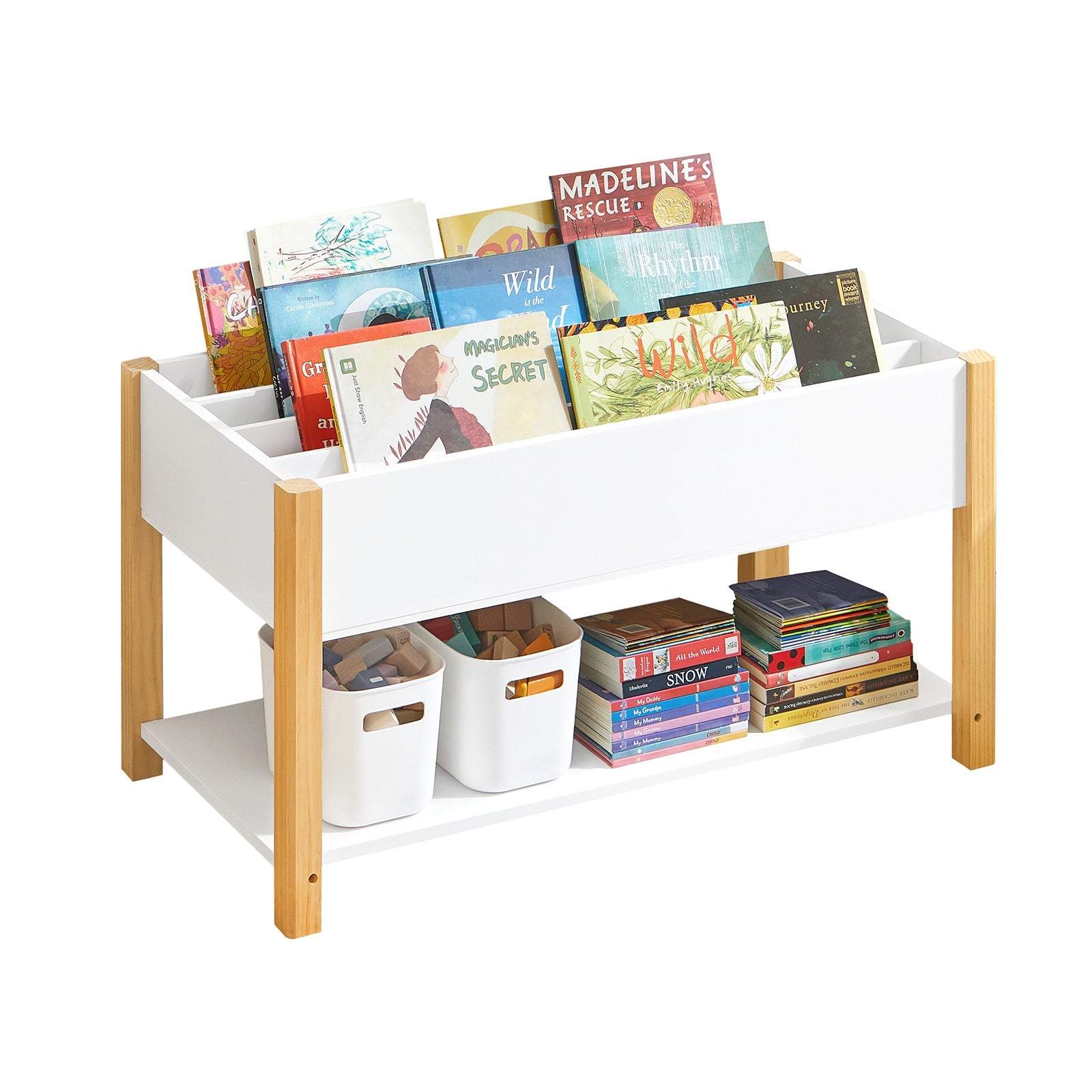 SoBuy KMB35-W Bibliothèque Enfants Étagère à Livres Étagère de Rangement pour Livres et Jouets