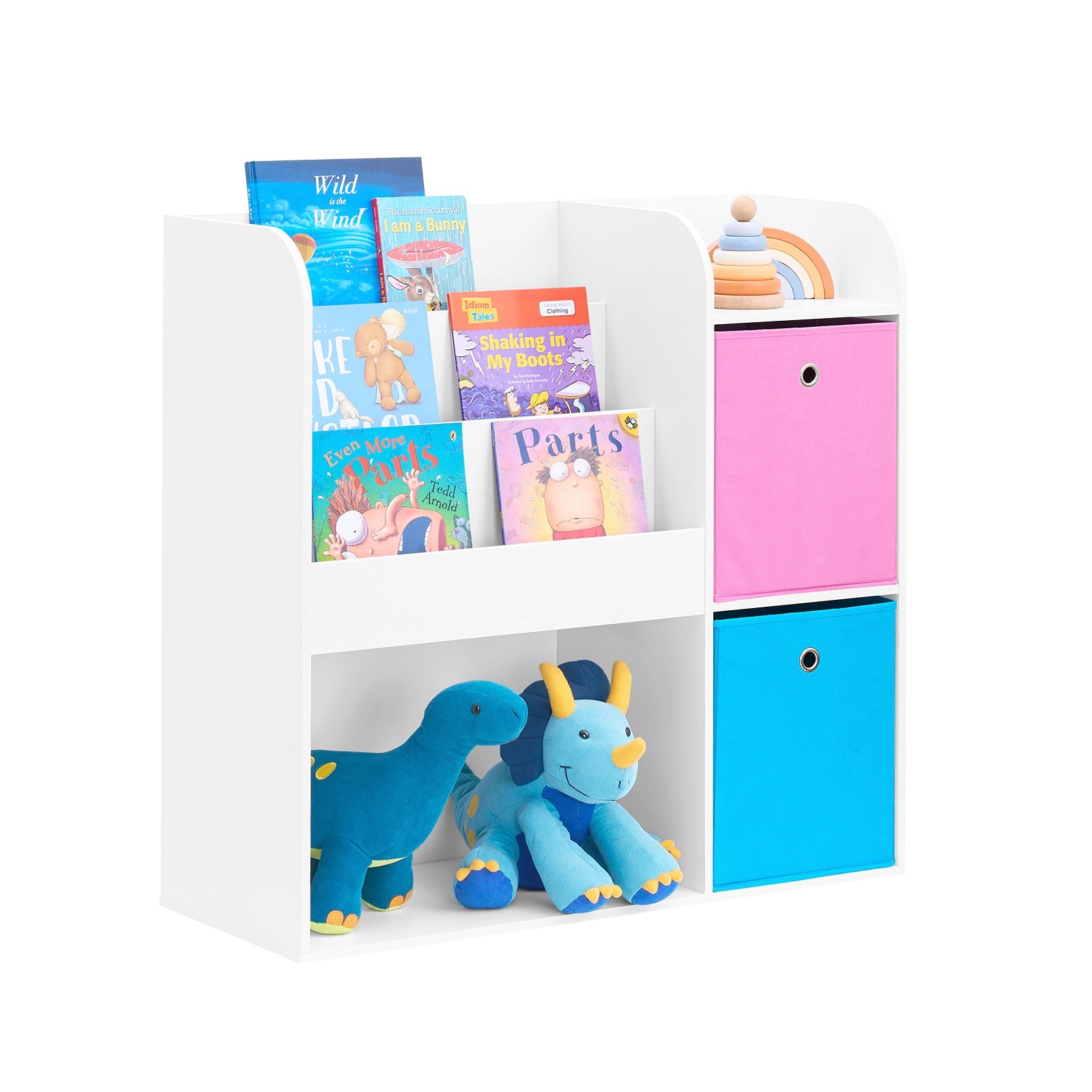 SoBuy KMB37-F Étagère de Rangement pour Livres et Jouets Étagère à Livres Meuble de Rangement Multifonctionnel avec 2 Paniers
