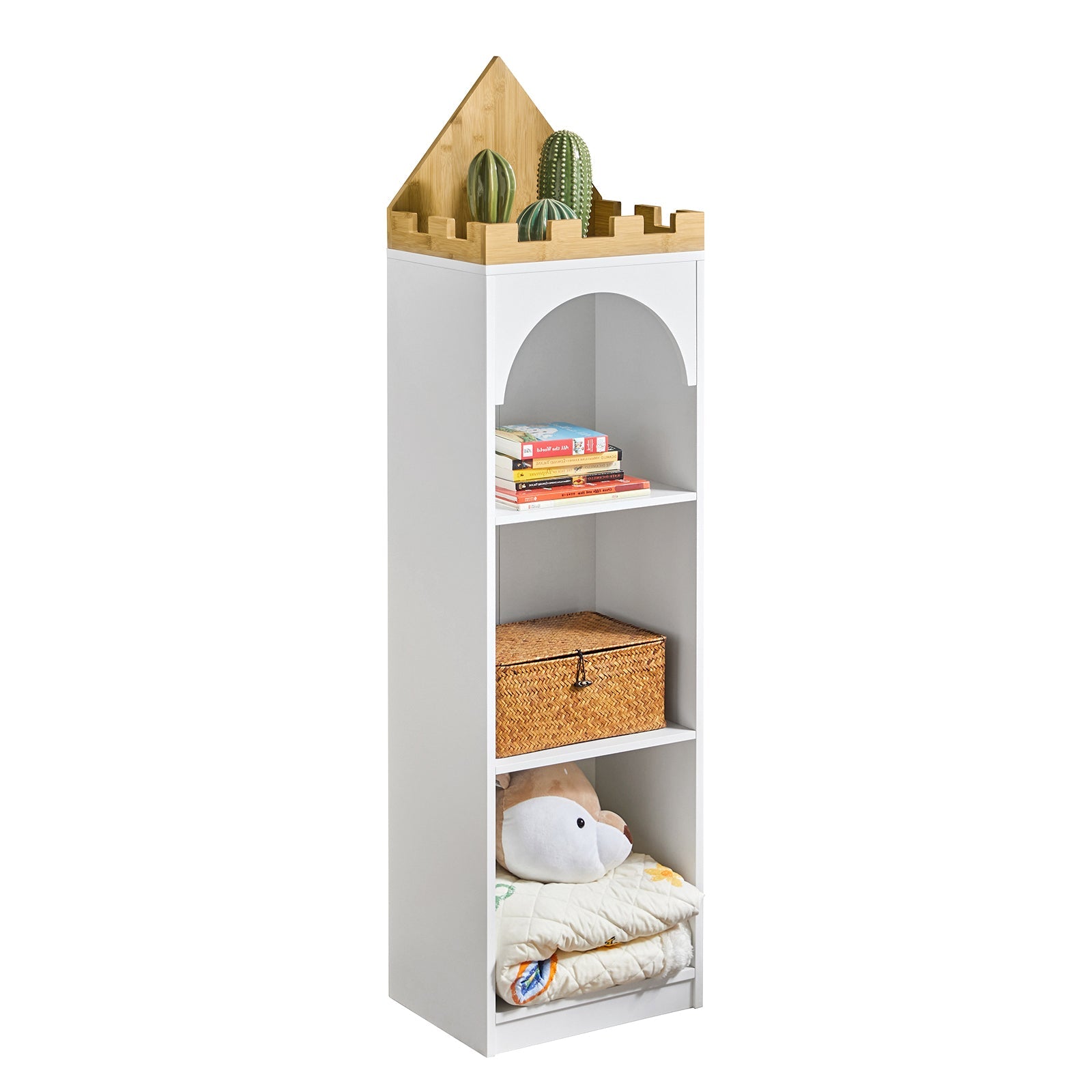 SoBuy KMB42-W Bibliothèque Étagère de Rangement pour Livres et Jouets Enfant Étagère à Livres, Multifonctionnel