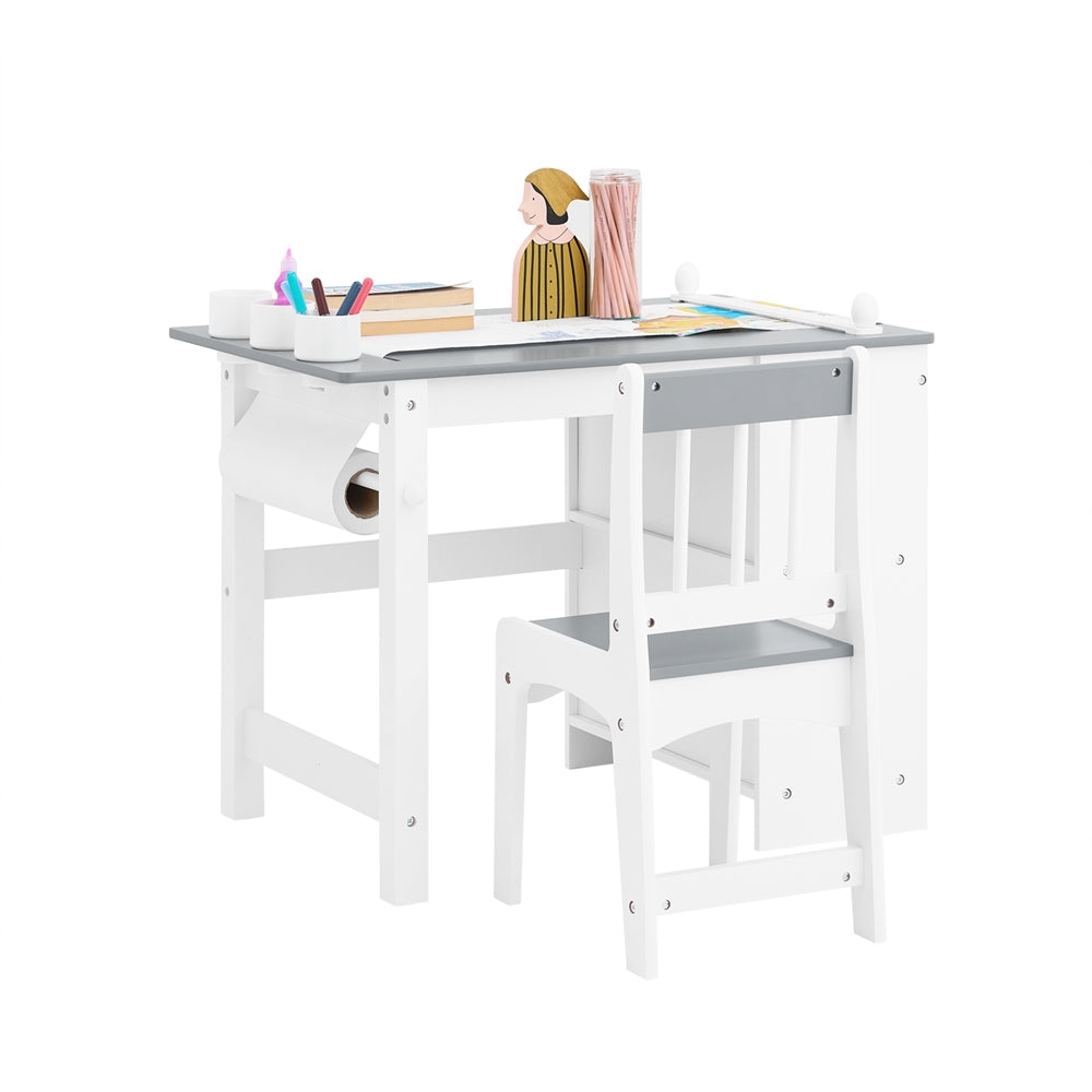 SoBuy KMB60-HG Ensemble table et Chaise Enfant avec 1 porte-rouleau de papier, 1 sortie de papier, 1 localisateur de papier et 3 emplacements pour stylos