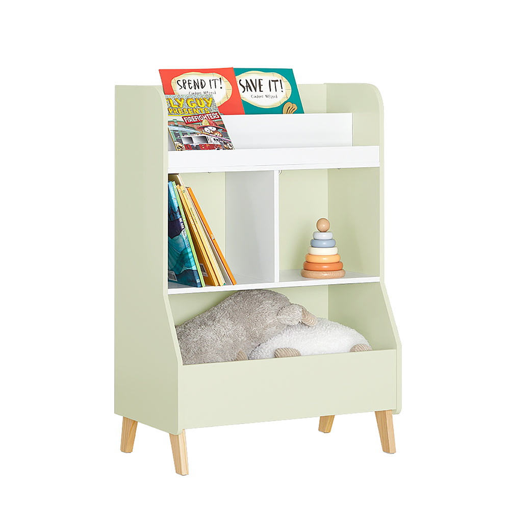 SoBuy KMB90-GR Étagère de Rangement Jouets pour Enfant, Étagère à Livres, Meuble de Rangement pour Chambre d'Enfants, Bibliothèque avec 2 Étagères et 3 Compartiments Ouverts, 60 x 36 x 89 cm