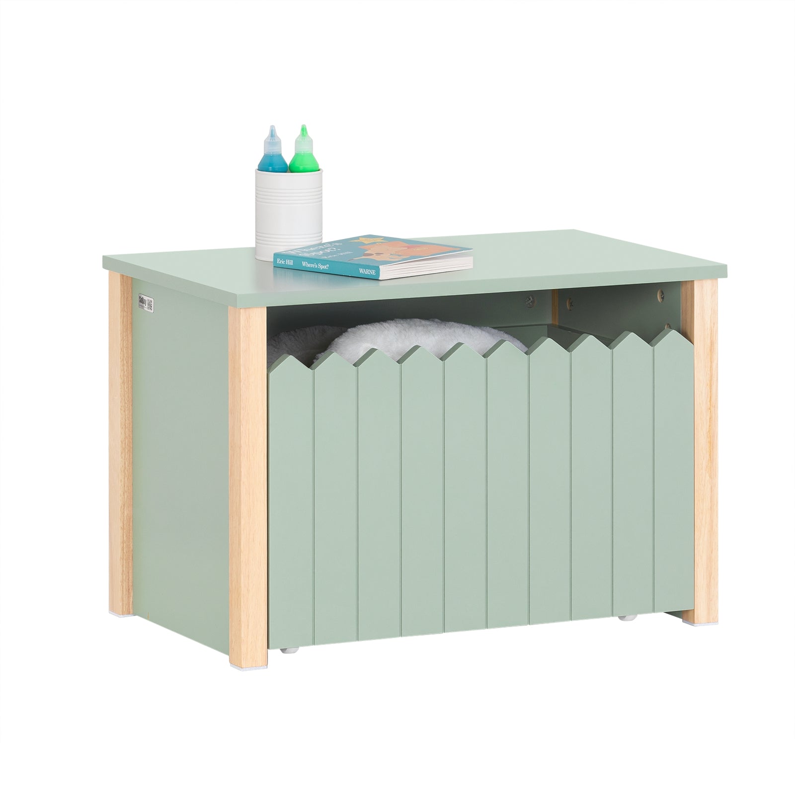 SoBuy KMB96-GR Coffret à Jouet pour Enfants Table de Chevet pour Chambre d'Enfant avec 1 Tiroir à Roulettes
