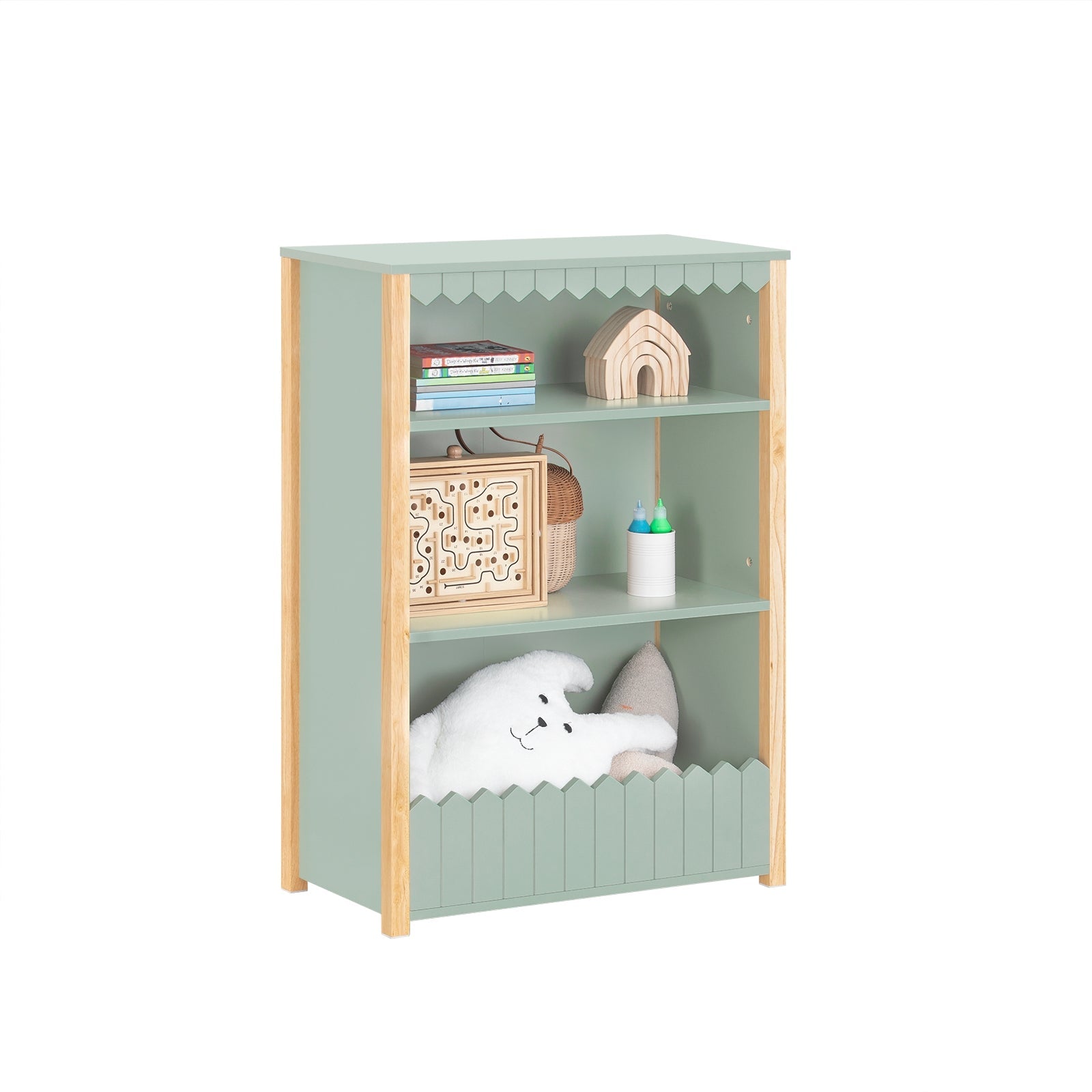 SoBuy KMB97-GR Bibliothèque Enfant Étagère de Rangement Jouets pour Enfants Étagère à Livres, 3 Compartiments Ouverts
