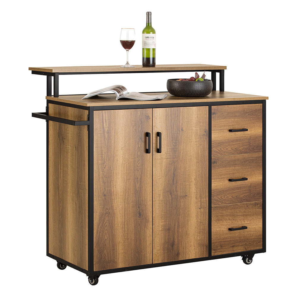 SoBuy KNL02-PF Placard de Cuisine Central Buffet de Rangement Armoire de Cuisine Multi-rangements avec 2 Portes, 3 Tiroirs