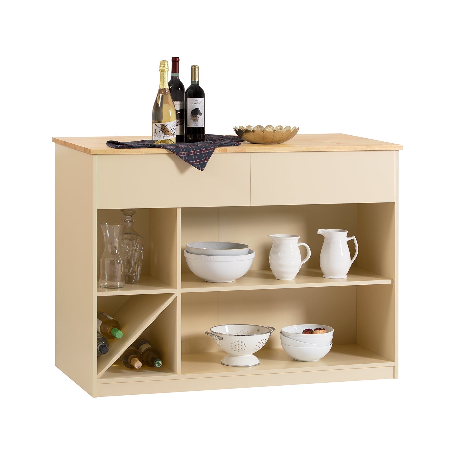 SoBuy KNL04-MI îlot Central, Placard, Buffet, Armoire de Cuisine avec 1 Plan de Travail