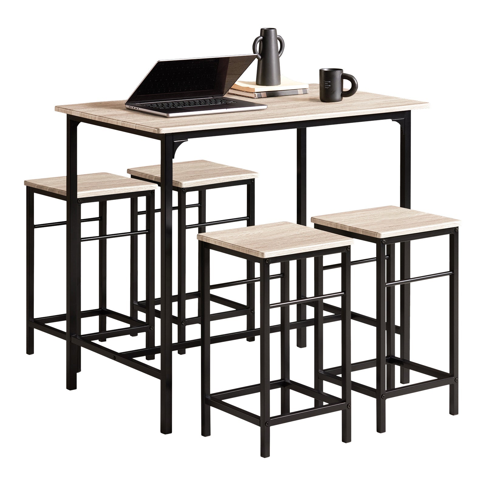 SoBuy OGT11-N Ensemble 1 Table + 4 Tabourets Ensemble table de bar bistrot