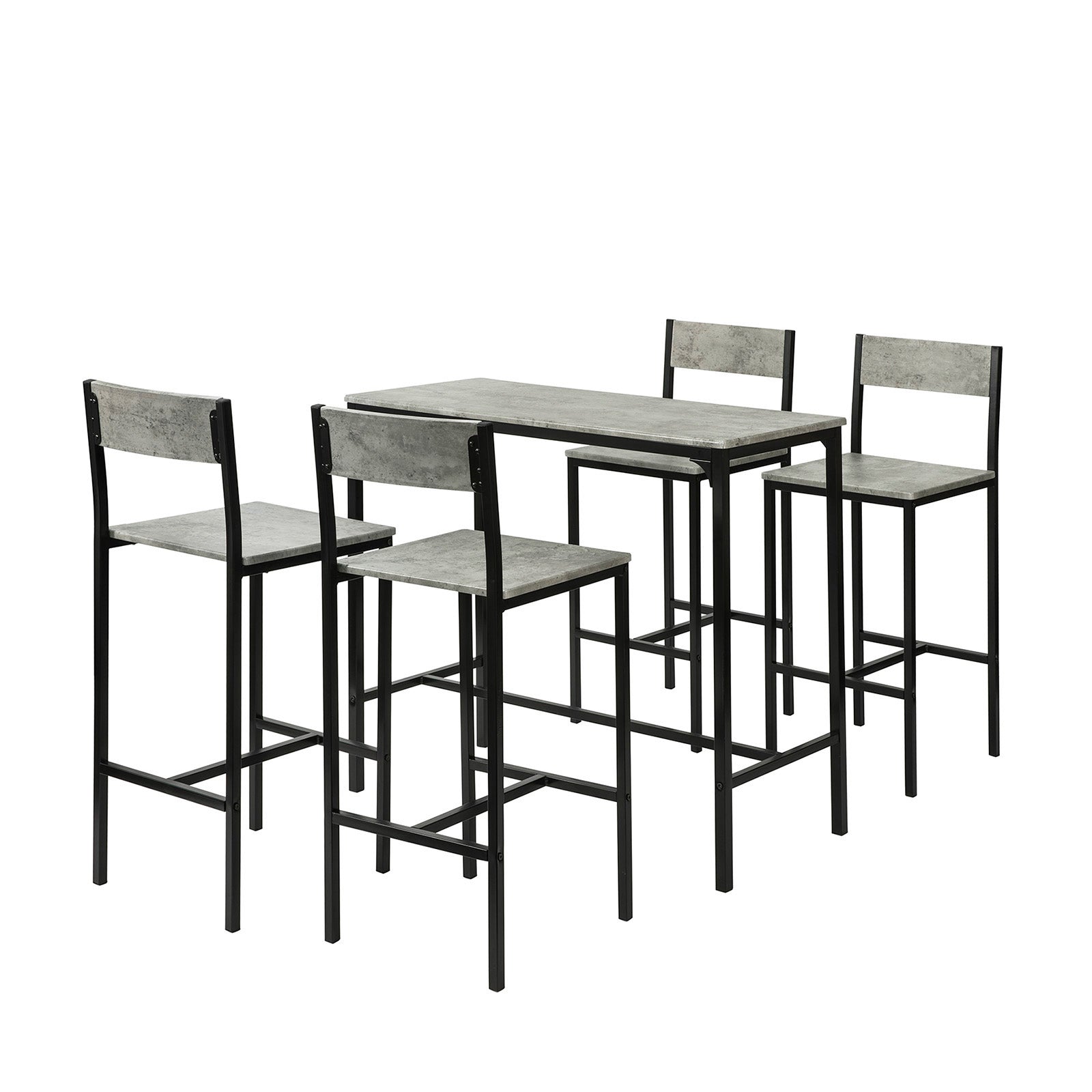 SoBuy OGT14-HG Set de Table Haute + 4 Chaises de Bar Ensemble Table de Bar + 4 Tabourets de Bar avec Repose-Pieds 