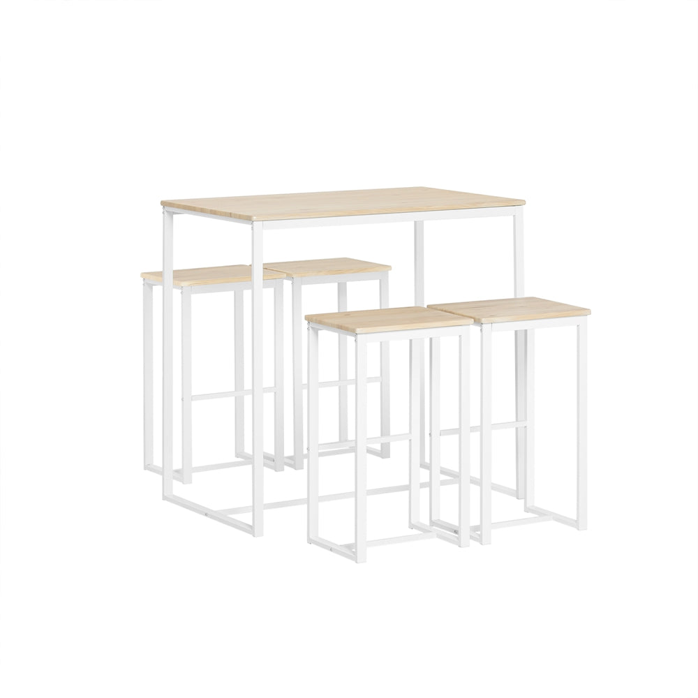 SoBuy OGT15-WN Set 1 Table + 4 Tables Ensemble Table Bar Bistrot + 4 Tables Bar avec Repose-Pieds