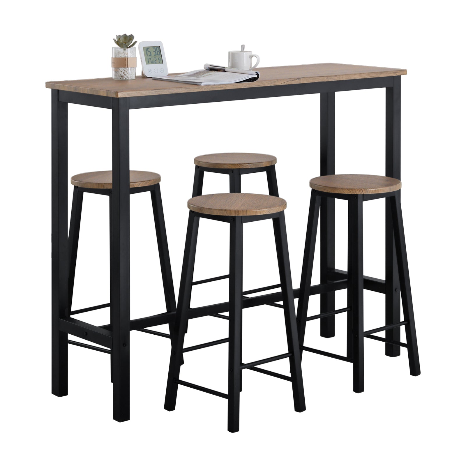 SoBuy OGT22-SCH Ensemble de 1 Table + 4 Tabourets Ensemble Table Mange-Debout Cuisine 