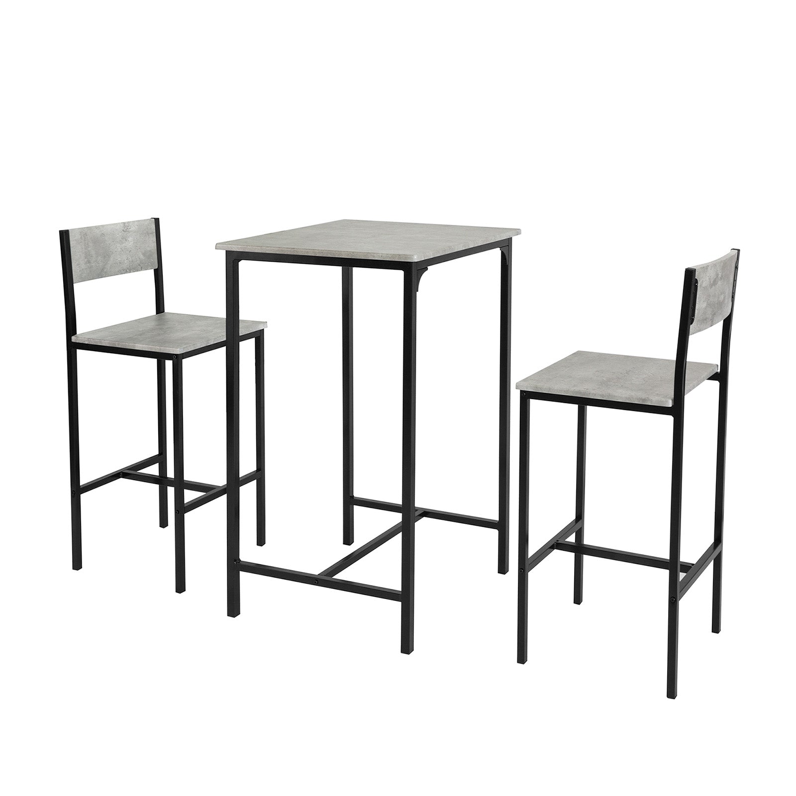 SoBuy OGT27-HG Ensemble Table de Bar + 2 Chaises de Bar Table Mange-Debout Table Haute Cuisine 