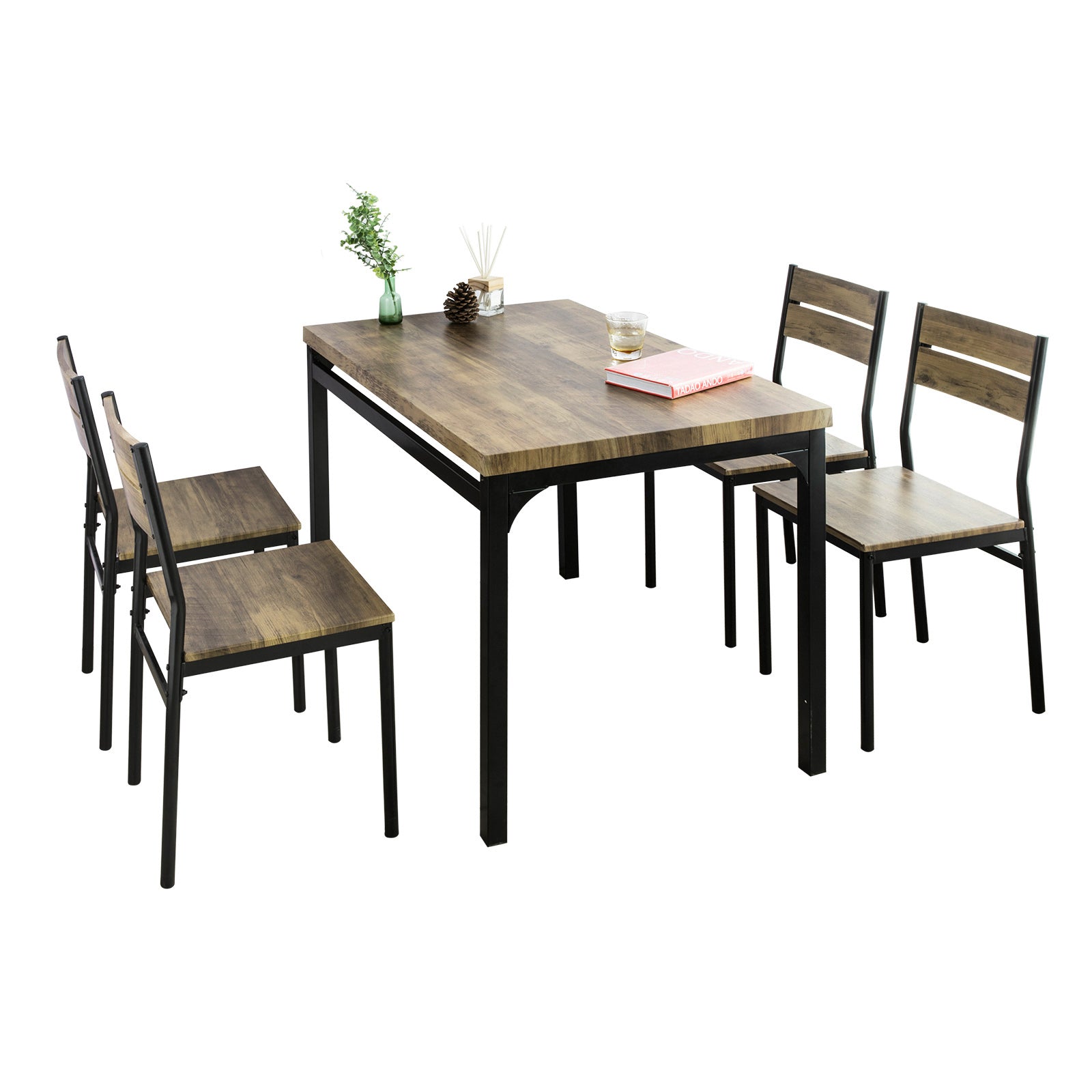 SoBuy OGT28-N+FST72-Nx4 Table Salle à Manger avec 4 Chaises Lot Table et 4 Chaise de Style Industriel