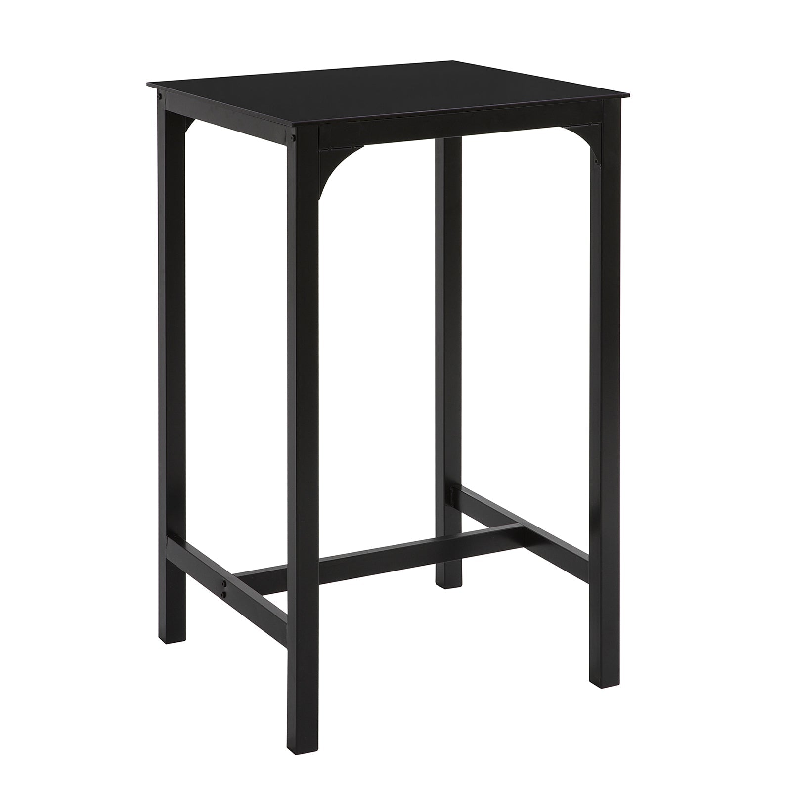 SoBuy OGT38-SCH Table de Bar Carrée Plateau en Verre Pieds en Acier Robuste
