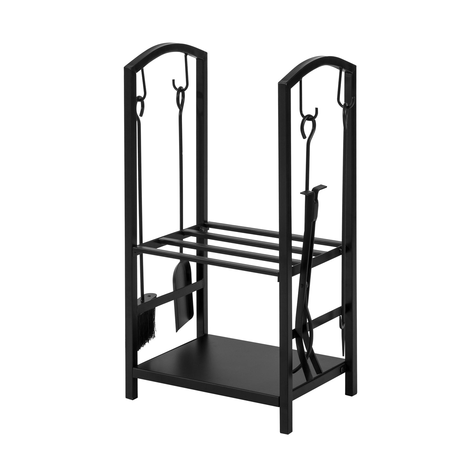SoBuy SDA01-SCH Porte Bûches Serviteur de Cheminée Avec 4 Outils Ensemble D'outils pour Intérieur Extérieur