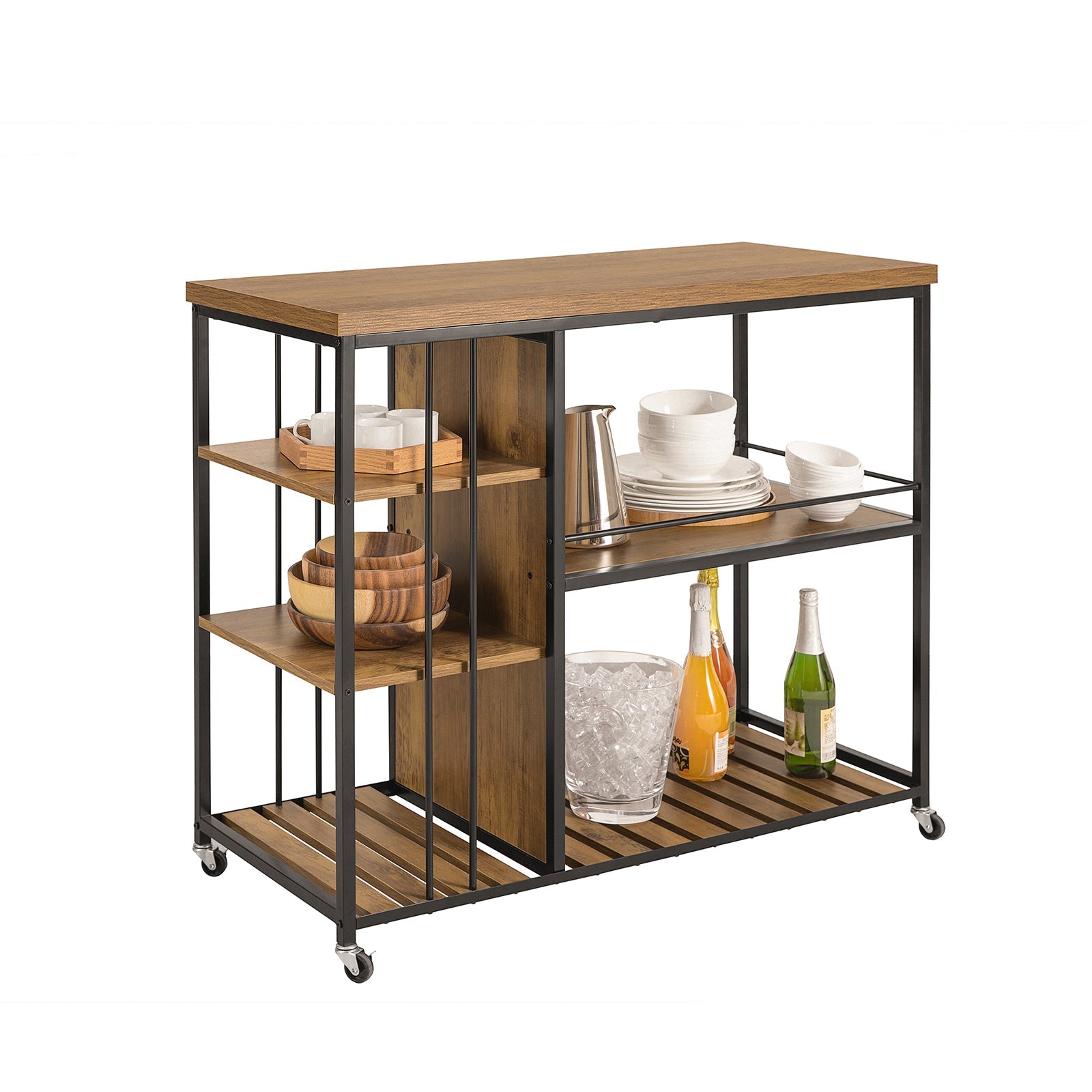 SoBuy SVW18-F Desserte de Cuisine à roulettes, Étagère de Cuisine, Chariot de Service Meuble de Rangement Style Industriel, Cadre en Acier Stable
